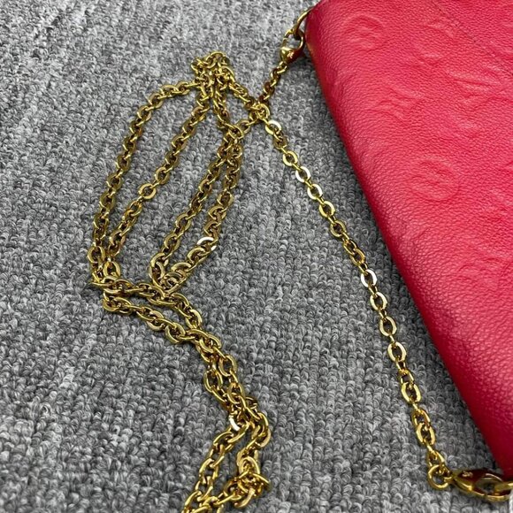 100%  Authentic Louis Vuitton Pochette Felicie Red W/P Monogram Shoulder Bag - Picture 10 of 16